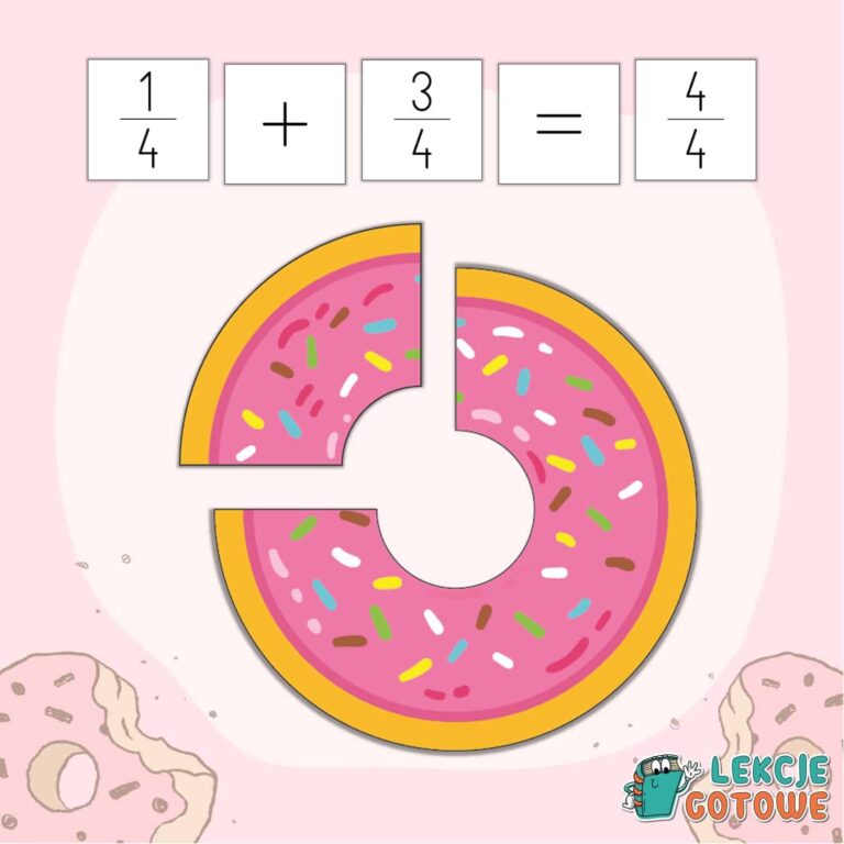 ułamkowe pączki ułamki zwykłe układanka matematyczna pomoce dydaktyczne edukacja matematyka materiały do nauki ćwiczenia zadania