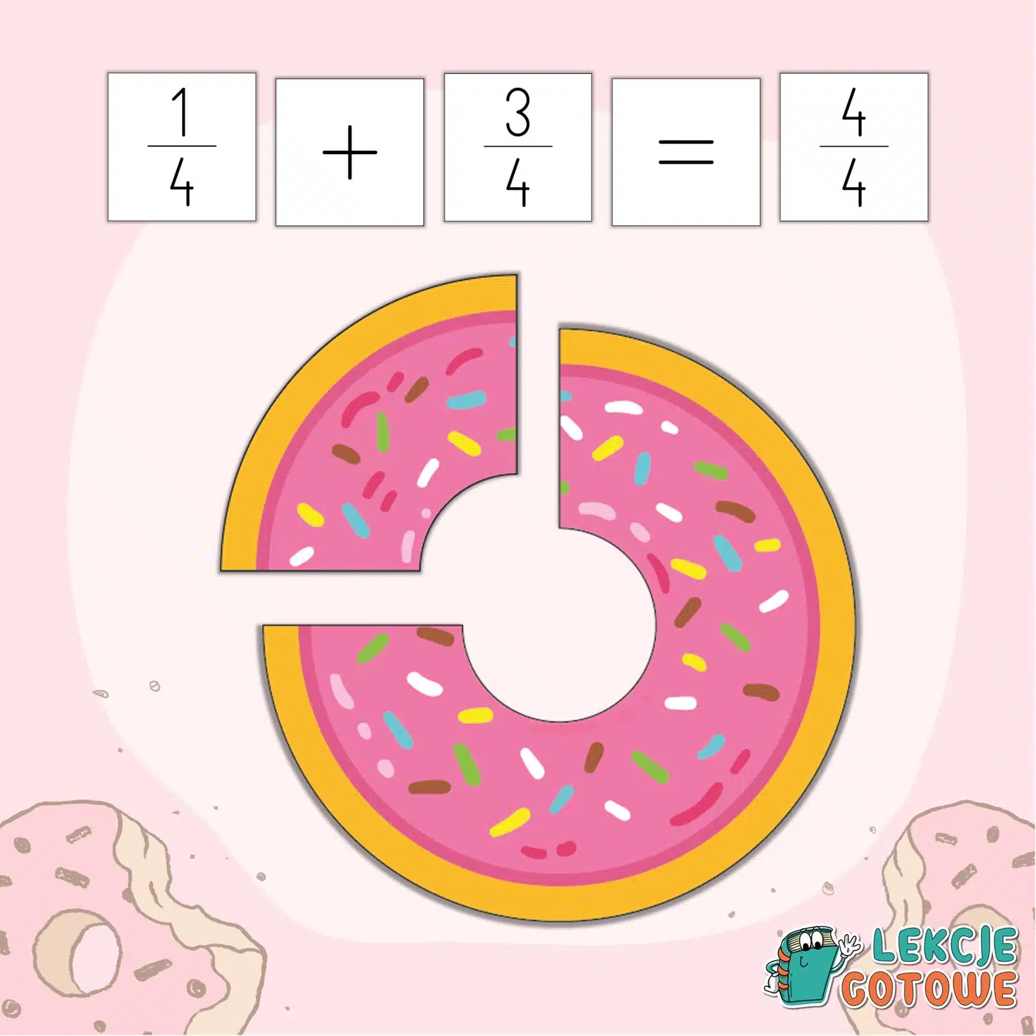ułamkowe pączki ułamki zwykłe układanka matematyczna pomoce dydaktyczne edukacja matematyka materiały do nauki ćwiczenia zadania
