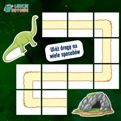 wędrówka dinozaura układanka przestrzenna puzzle materiały pomoce dydaktyczne zabawa dla dzieci pomysły