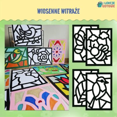 wiosenne wiosna witraże kolorowanki wycinanki praca plastyczna pomysły przedszkole dla dzieci plastyka materiały do druku pdf