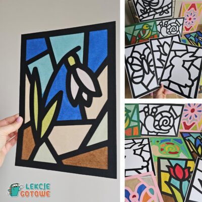 wiosenne wiosna witraże kolorowanki wycinanki praca plastyczna pomysły przedszkole dla dzieci plastyka materiały do druku pdf