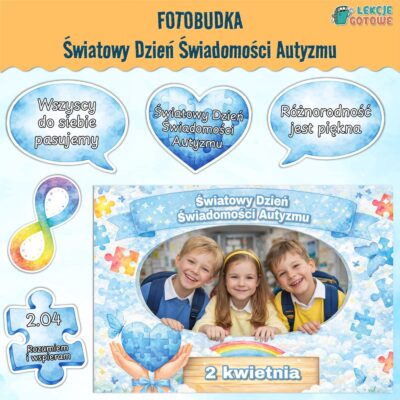 fotobudka światowy dzień świadomości autyzmu asd autyzm dekoracje gazetka pomysły materiały pdf do druku