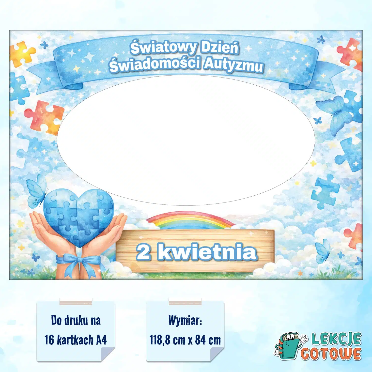 fotobudka światowy dzień świadomości autyzmu asd autyzm dekoracje gazetka pomysły materiały pdf do druku