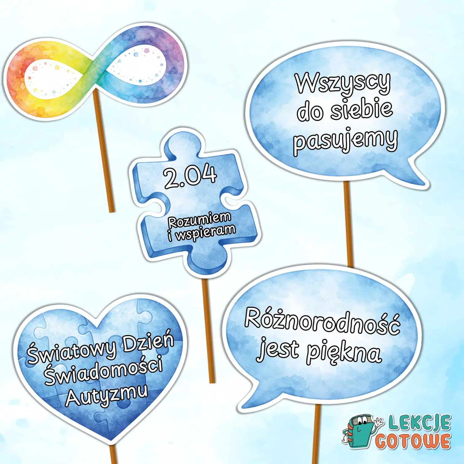 fotobudka światowy dzień świadomości autyzmu asd autyzm dekoracje gazetka pomysły materiały pdf do druku