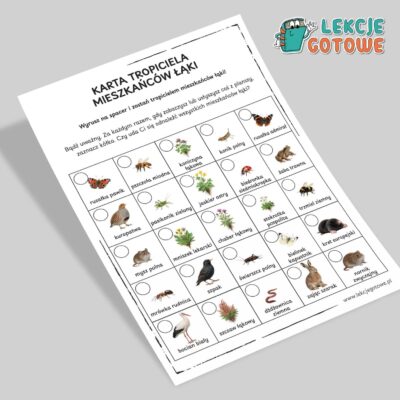 karta tropiciela mieszkańców łąki maj łąka bingo gra terenowa pdf do druku pomoce dydaktyczne pomysły na zajęcia przyrodnicze
