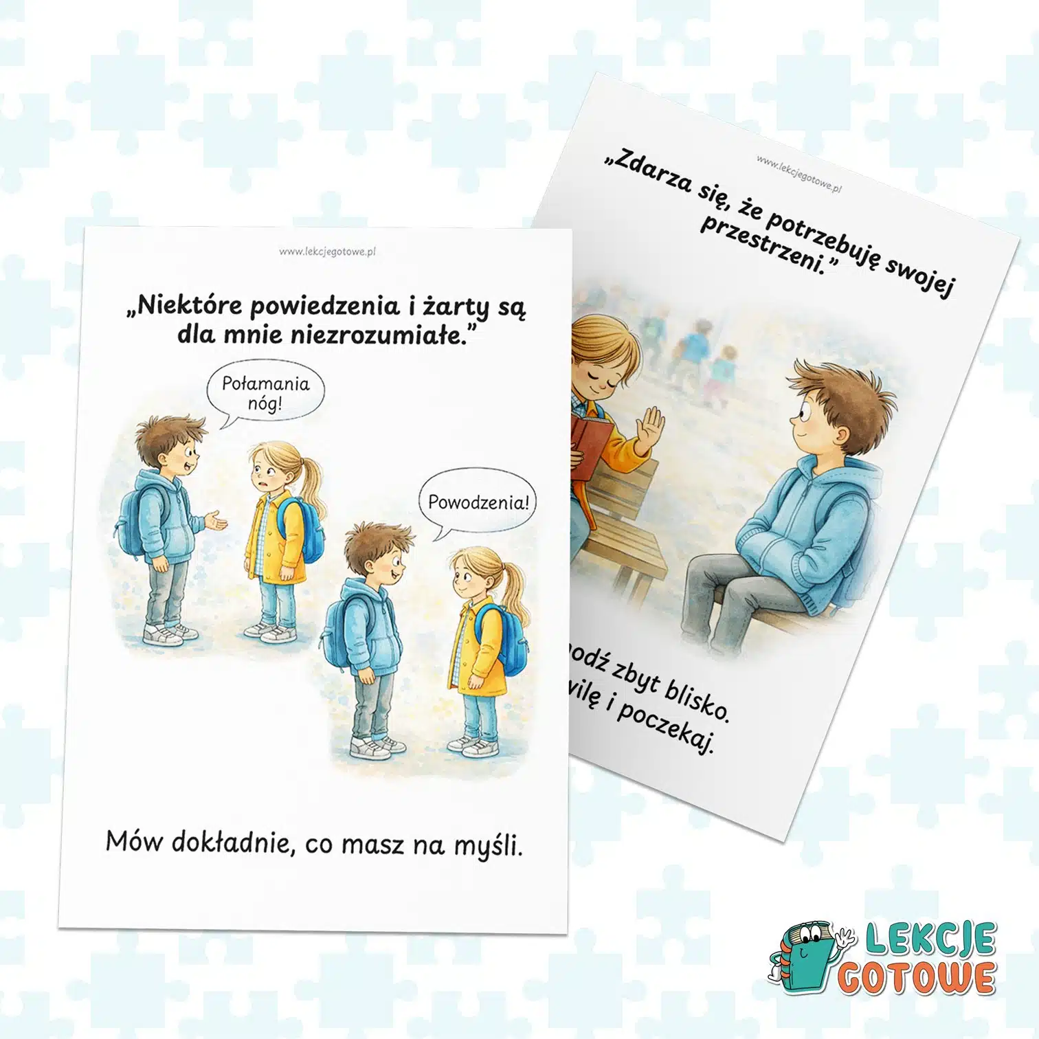 Komunikacja z osobą w spektrum autyzmu plansze dla dzieci Światowy Dzień Świadomości ASD materiały do druku edukacja społeczna