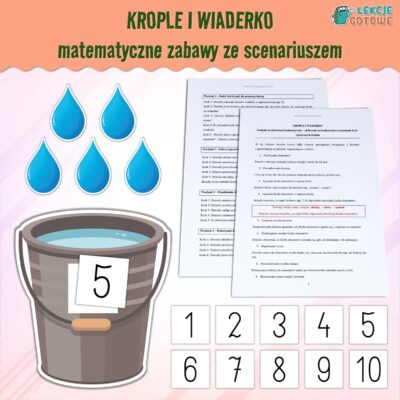 krople wiaderko matematyczne zabawy ze scenariuszem edukacja matematyczna pomysły na aktywności matematyczne liczenie działania arytmetyczne
