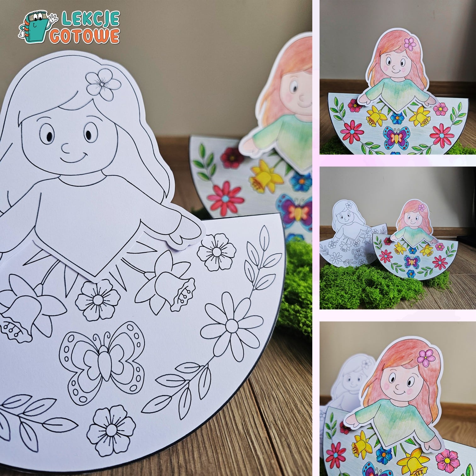 pani wiosna kolorowanki wycinanki 3d postać wiosny karta pracy dla dzieci praca plastyczna pomysły pdf do druku