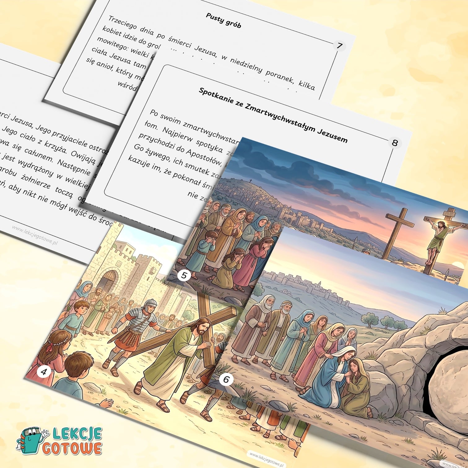 Wydarzenia Wielkanocne historia w obrazkach wielkanoc święta jezus zmartwychwstanie plansze bajka opowiadanie materiały pdf do druku dydaktyczne pomoce