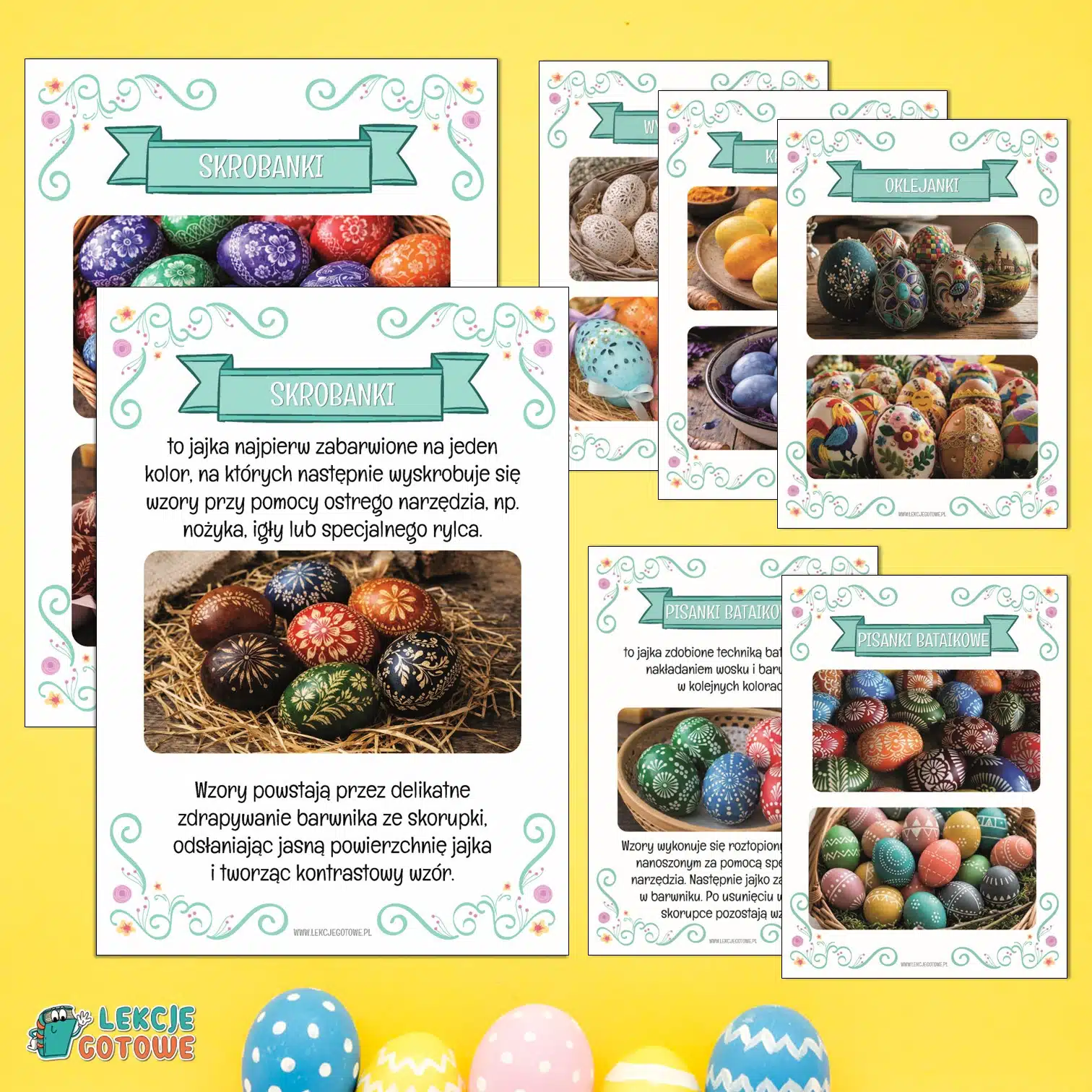 zdobienie jaj wielkanocnych wielkanoc plansze demonstracyjne święta pisanki dla dzieci pomoce dydaktyczne prace plastyczne