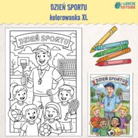 dzień sportu kolorowanka xl do druku pdf motoryka mała edukacja plastyczna
