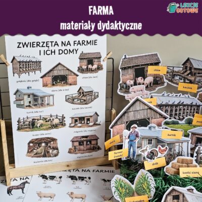 Farma materiały dydaktyczne mini teatrzyk plakaty zwierzęta gospodarskie i ich domy pdf makieta plansze pomoce edukacyjne