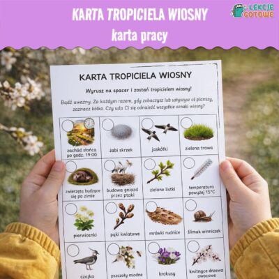 Karta tropiciela wiosny spacer wiosna pdf do druku karta pracy pomysły dla dzieci marzec