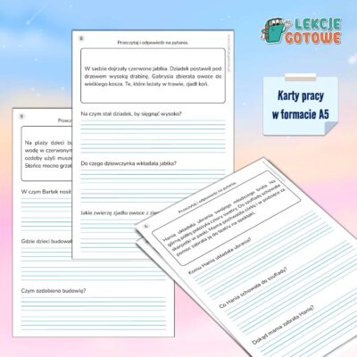 Karty pracy do czytania ze zrozumieniem krótkie czytanki czytanie dla dzieci kartkówki sprawdziany do druku pdf pomysły edukacja polonistyczna