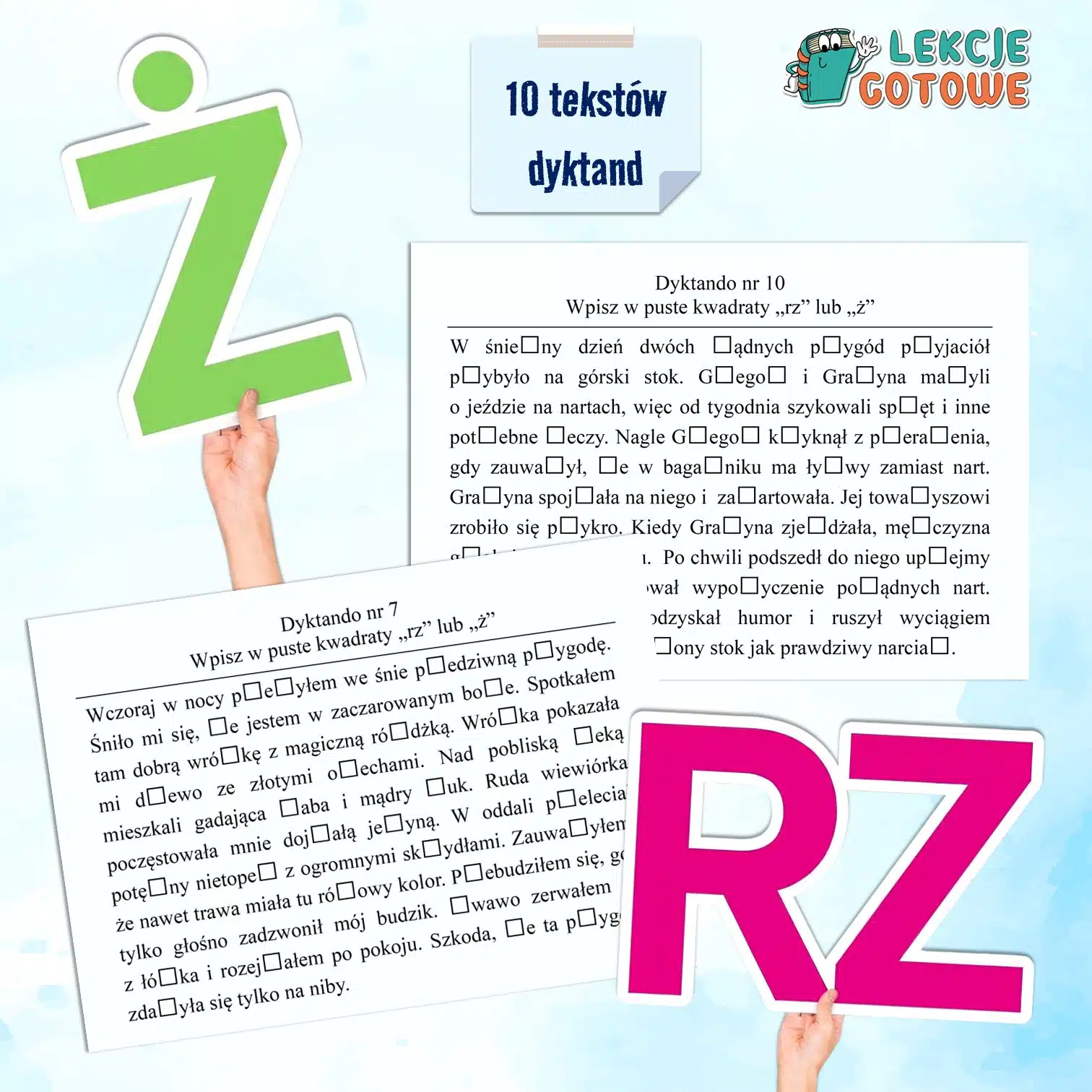dyktanda rz ż karty pracy ortografia ćwiczenia ortograficzne gramatyka edukacja polonistyczna karty pracy pomysły do druku pdf