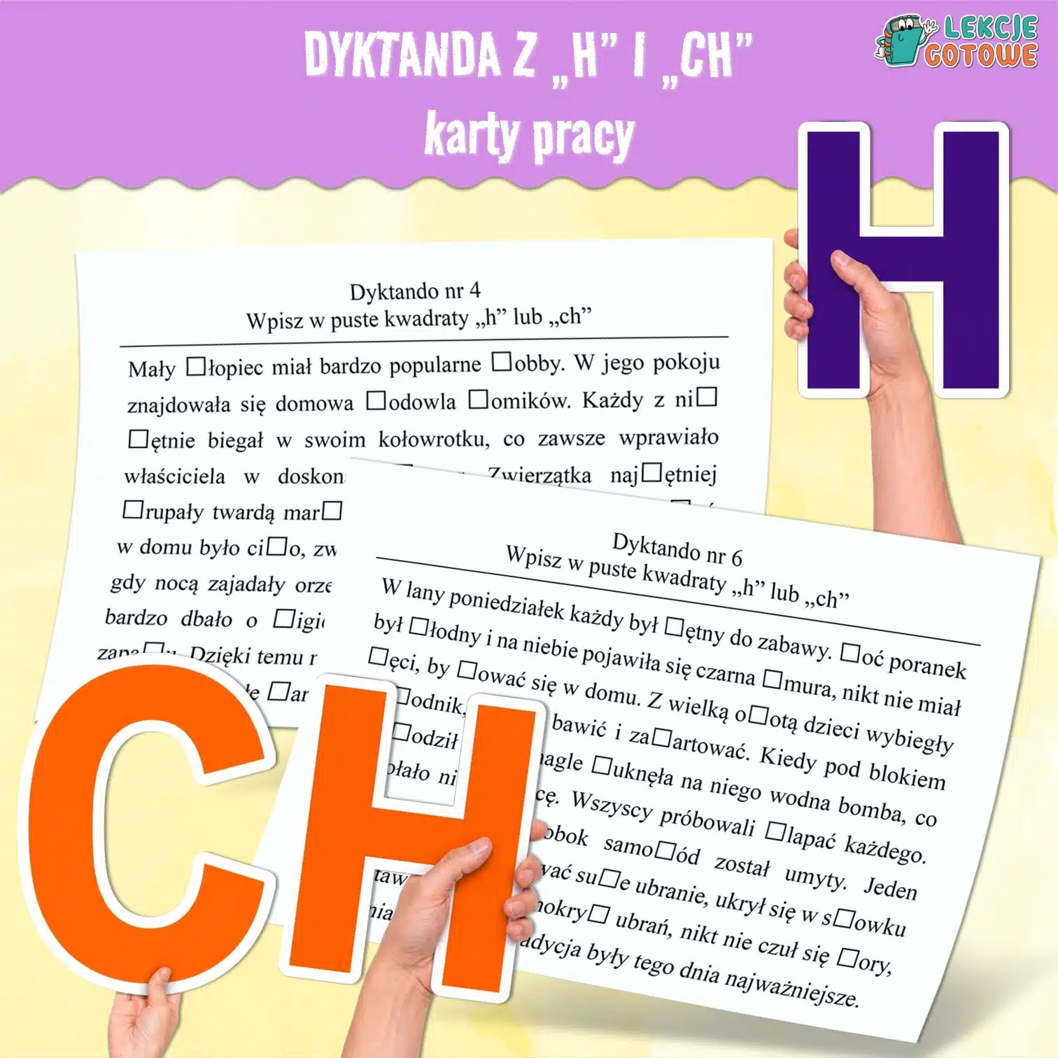 dyktanda ch h karty pracy ortografia ćwiczenia ortograficzne gramatyka edukacja polonistyczna karty pracy pomysły do druku pdf