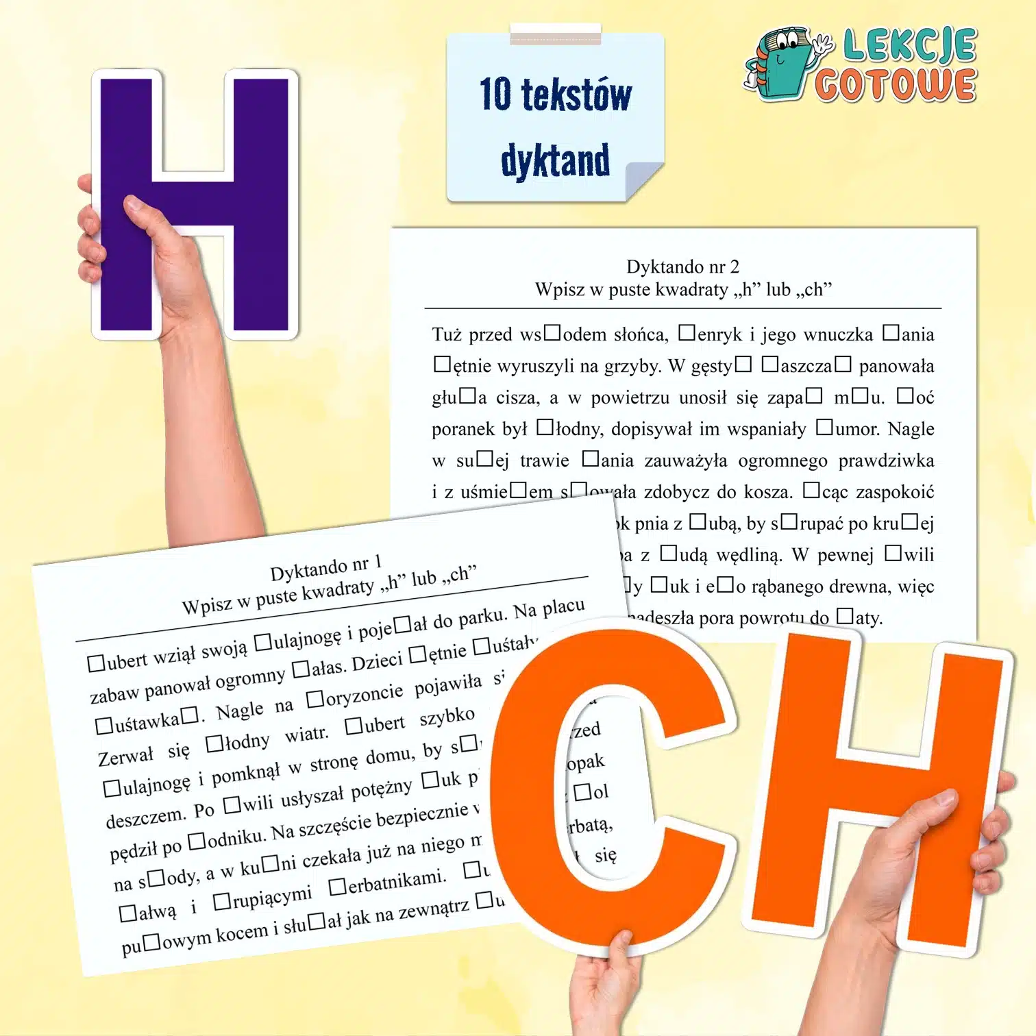 dyktanda ch h karty pracy ortografia ćwiczenia ortograficzne gramatyka edukacja polonistyczna karty pracy pomysły do druku pdf