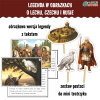 Legenda w obrazkach godło orzeł O Lechu Czechu i Rusie powstanie państwa polskiego święto niepodległości święta narodowe polska bajki pomysły teatrzyk ilustracje