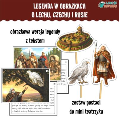 Legenda w obrazkach godło orzeł O Lechu Czechu i Rusie powstanie państwa polskiego święto niepodległości święta narodowe polska bajki pomysły teatrzyk ilustracje