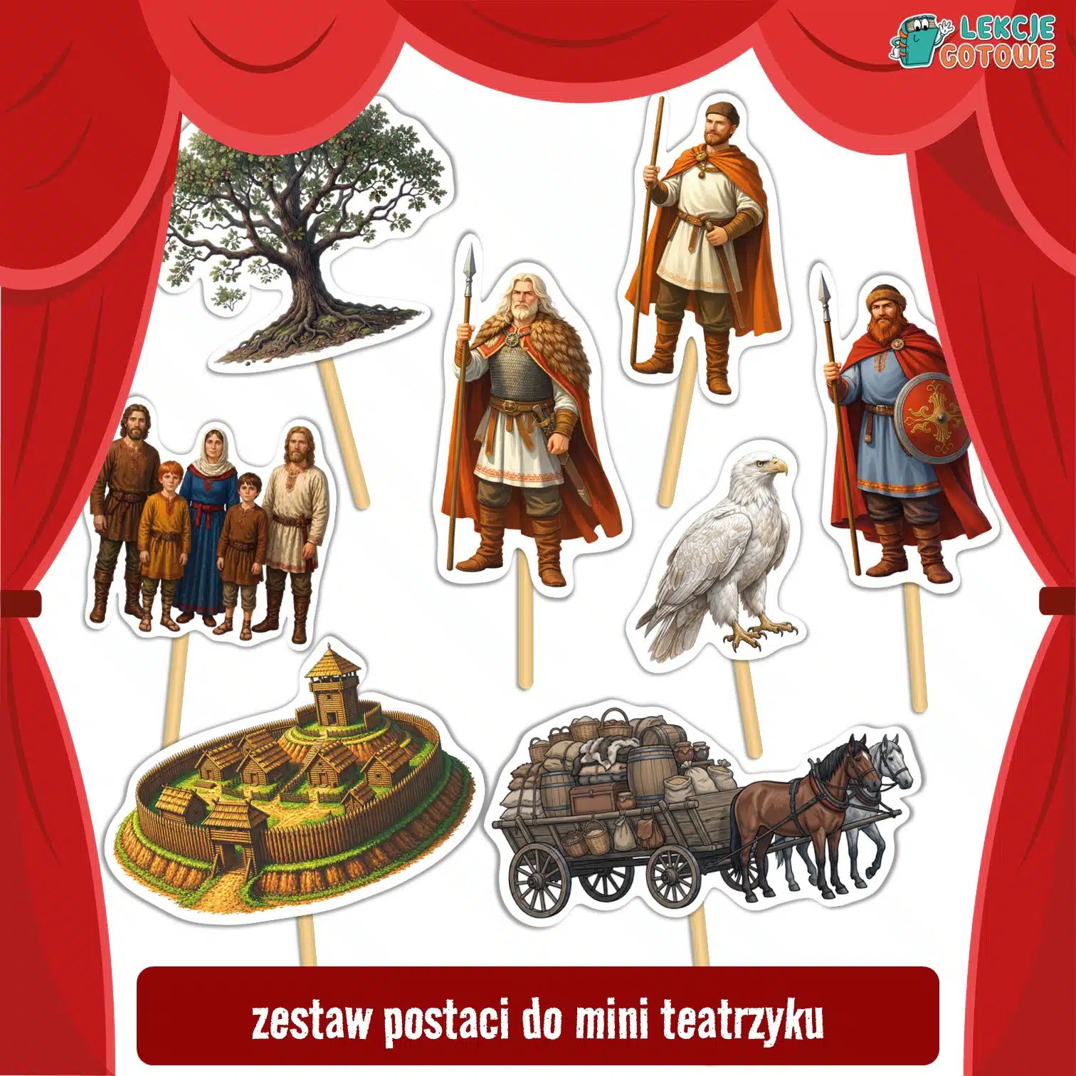 Legenda w obrazkach godło orzeł O Lechu Czechu i Rusie powstanie państwa polskiego święto niepodległości święta narodowe polska bajki pomysły teatrzyk ilustracje