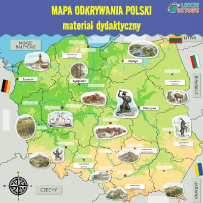 mapa odkrywania polski moja ojczyzna układanka symbole miast i regionów atrakcje do wycięcia wycinanka pdf do druku