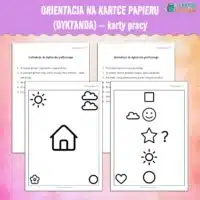 Orientacja na kartce papieru dyktando dyktanda karty pracy pdf do druku edukacja matematyczna pomysły