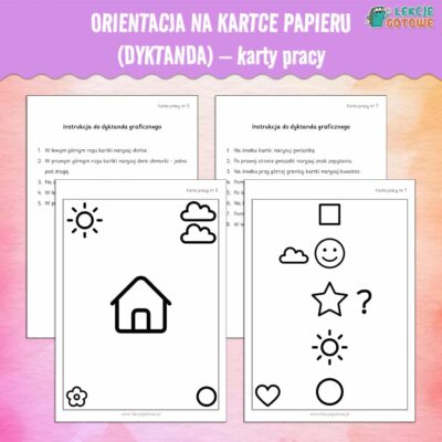 Orientacja na kartce papieru dyktando dyktanda karty pracy pdf do druku edukacja matematyczna pomysły