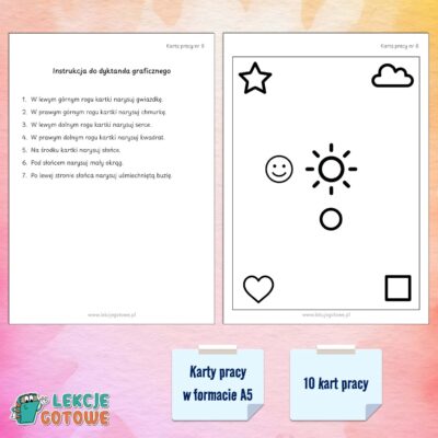 Orientacja na kartce papieru dyktando dyktanda karty pracy pdf do druku edukacja matematyczna pomysły