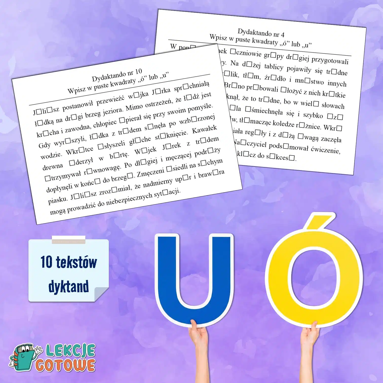 dyktanda ó u karty pracy ortografia ćwiczenia ortograficzne gramatyka edukacja polonistyczna karty pracy pomysły do druku pdf