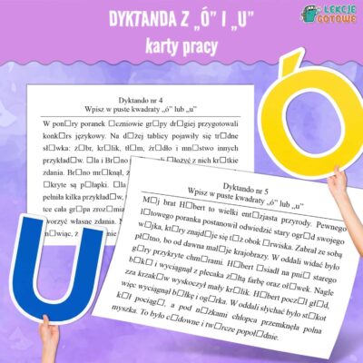 dyktanda ó u karty pracy ortografia ćwiczenia ortograficzne gramatyka edukacja polonistyczna karty pracy pomysły do druku pdf