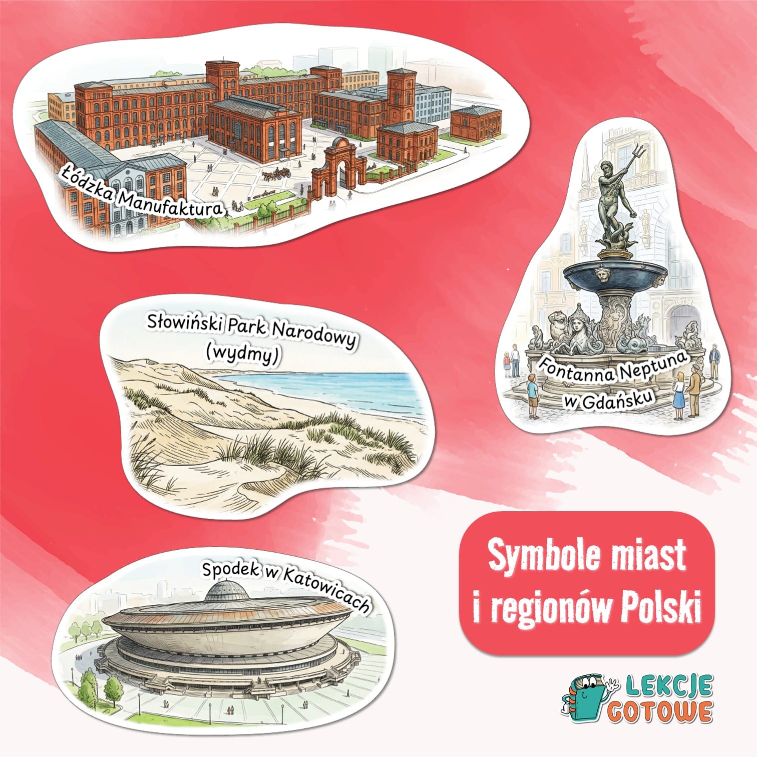 mapa odkrywania polski moja ojczyzna układanka symbole miast i regionów atrakcje do wycięcia wycinanka pdf do druku