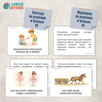 Polskie przysłowia w obrazkach plansze edukacyjne dydaktyczne pdf do druku edukacja polonistyczna językowa pomysły