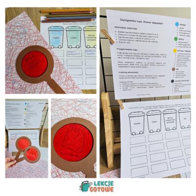 Skaner Odpadów zabawa dydaktyczna ze szpiegowską lupą dzień ziemi ekologia segregacja śmieci pomysły edukacja przyrodnicza pdf do druku