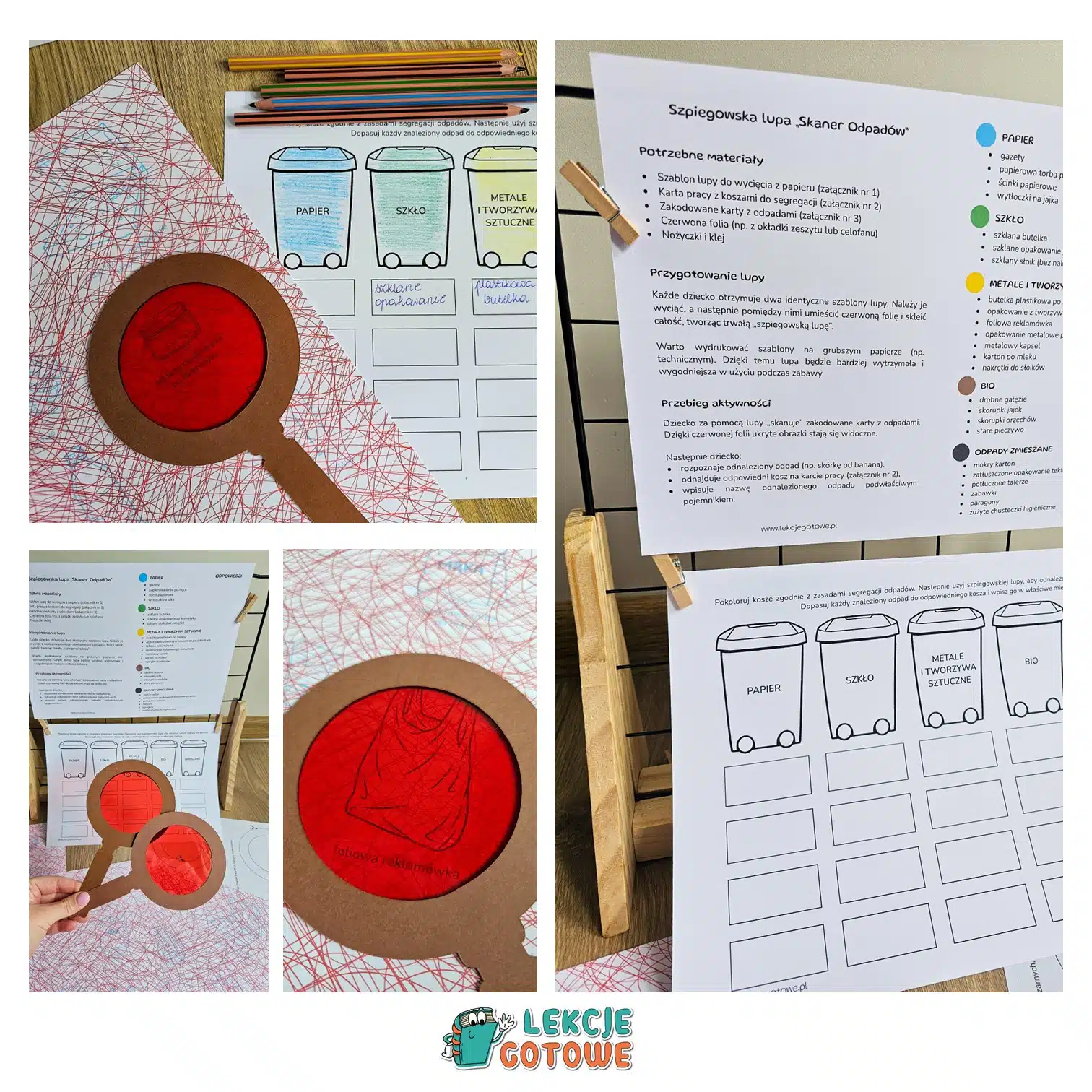 Skaner Odpadów zabawa dydaktyczna ze szpiegowską lupą dzień ziemi ekologia segregacja śmieci pomysły edukacja przyrodnicza pdf do druku
