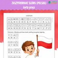 zaszyfrowane słowa polska karty pracy pdf do druku edukacja polonistyczna patriotyczna społeczna odkoduj kodowanie język polski pomysły ćwiczenia zadania święta majowe święto niepodległości dla dzieci