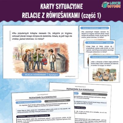 Karty sytuacyjne relacje z rówieśnikami pdf do druku agresja materiały dydaktyczne tus trening umiejętności społecznych