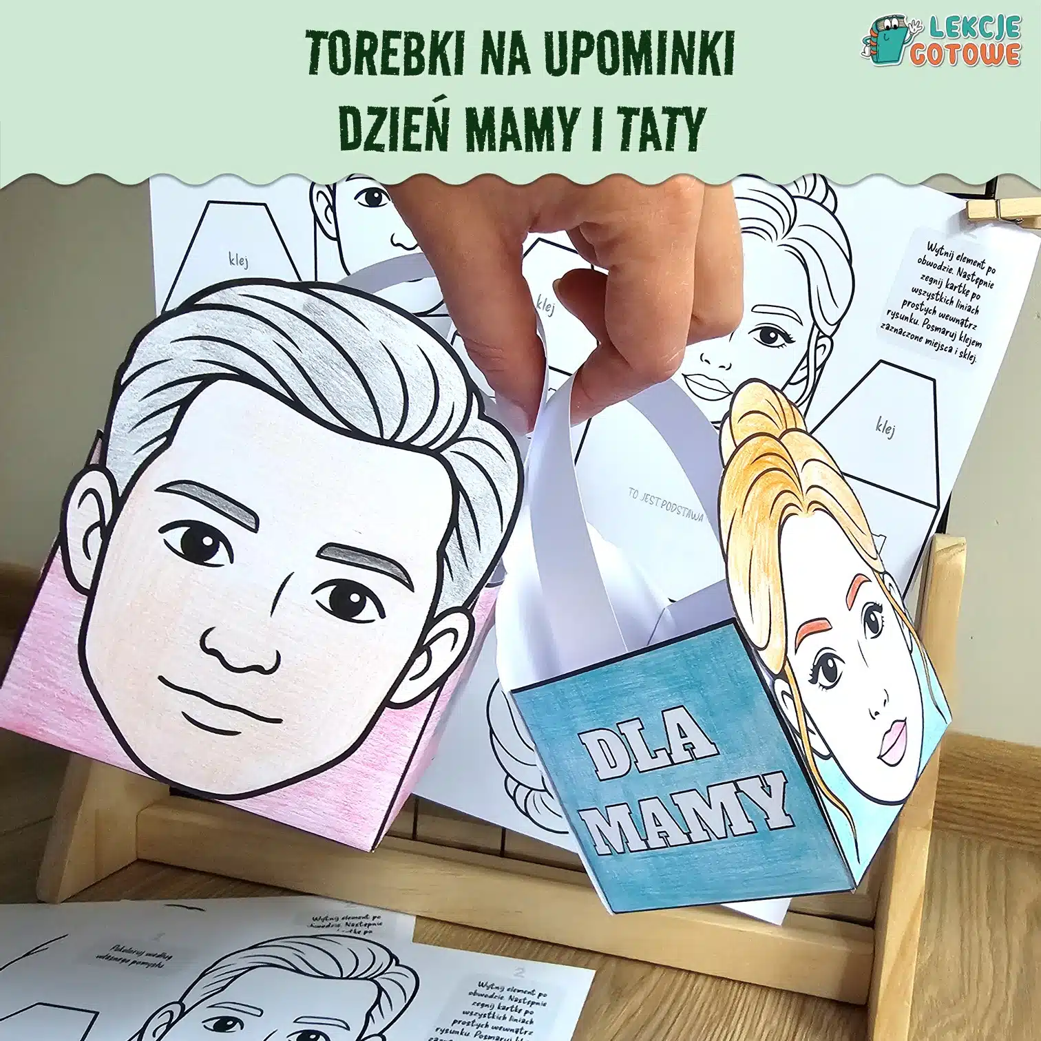 torebki na upominki dzień mamy matki i taty ojca do druku pdf prezent pamiątka pomysły materiały