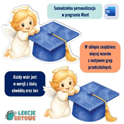 biret dla grupy przedszkolnej pdf dyplomy dyplom zakończenie roku przedszkole dla dzieci aniołki anioły