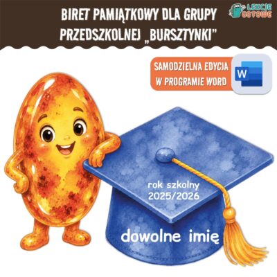 biret dla grupy przedszkolnej pdf dyplomy dyplom zakończenie roku przedszkole dla dzieci bursztynki bursztyny