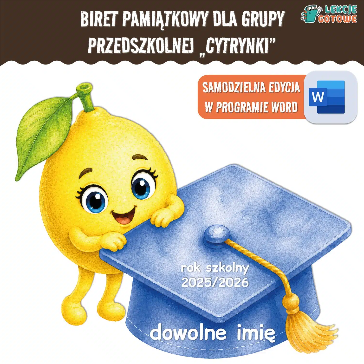 biret dla grupy przedszkolnej pdf dyplomy dyplom zakończenie roku przedszkole dla dzieci cytryny cytrynki