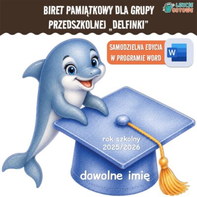 biret dla grupy przedszkolnej pdf dyplomy dyplom zakończenie roku przedszkole dla dzieci delfiny delfinki