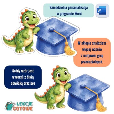 biret dla grupy przedszkolnej pdf dyplomy dyplom zakończenie roku przedszkole dla dzieci dinusie dinozaury