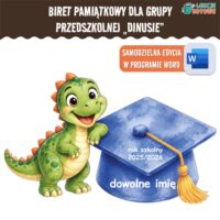 biret dla grupy przedszkolnej pdf dyplomy dyplom zakończenie roku przedszkole dla dzieci dinusie dinozaury