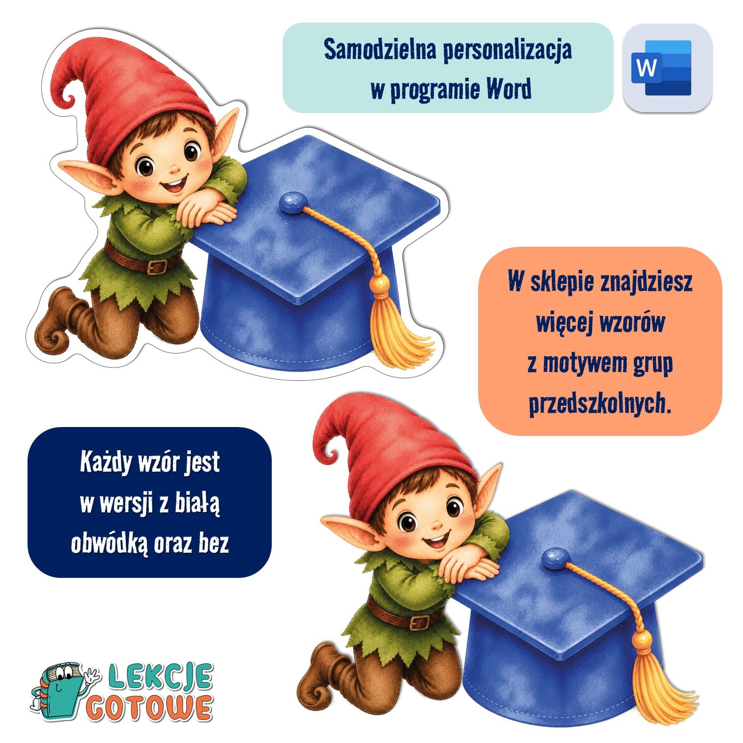 biret dla grupy przedszkolnej pdf dyplomy dyplom zakończenie roku przedszkole dla dzieci Elfy elfiki Skrzaty