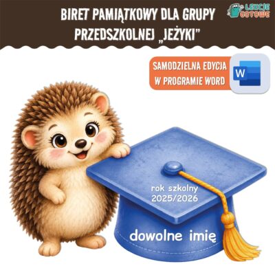 biret dla grupy przedszkolnej pdf dyplomy dyplom zakończenie roku przedszkole dla dzieci jeżyki jeże