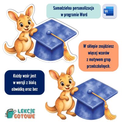 biret dla grupy przedszkolnej pdf dyplomy dyplom zakończenie roku przedszkole dla dzieci kangurki kangury