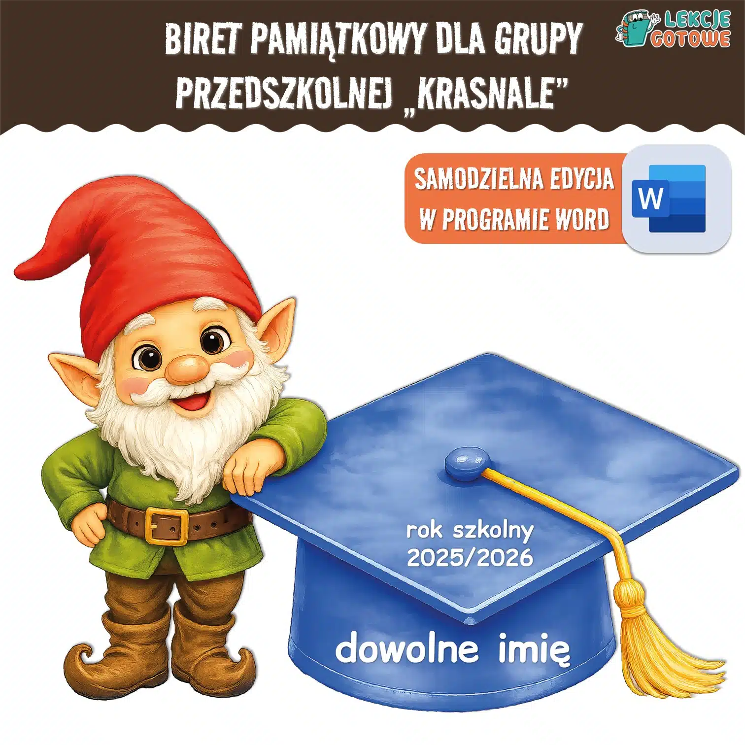 biret dla grupy przedszkolnej pdf dyplomy dyplom zakończenie roku przedszkole dla dzieci krasnale krasnoludki