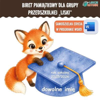 biret dla grupy przedszkolnej pdf dyplomy dyplom zakończenie roku przedszkole dla dzieci liski lisy