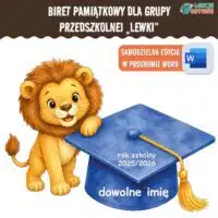 biret dla grupy przedszkolnej pdf dyplomy dyplom zakończenie roku przedszkole dla dzieci lwiątka lwy lewki