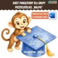 biret dla grupy przedszkolnej pdf dyplomy dyplom zakończenie roku przedszkole dla dzieci lwiątka małpy małpki